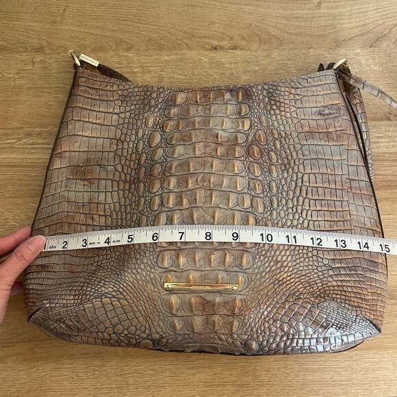 Brahmin Noelle Shoulder Bag in Bark Melbourne Croc Embossed Leather w/ Dust Bag - Picture 9 of 11